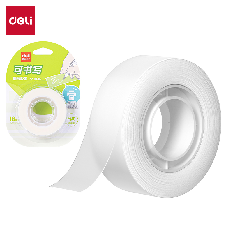 纵横JD702易撕型隐形文具胶带18mm*30y*55um(乳白)(1卷/卡)