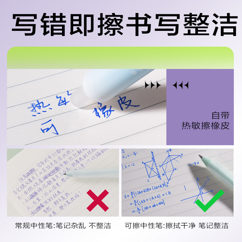 纵横SA320按动可擦中性笔0.5mm子弹头(晶蓝)(支)