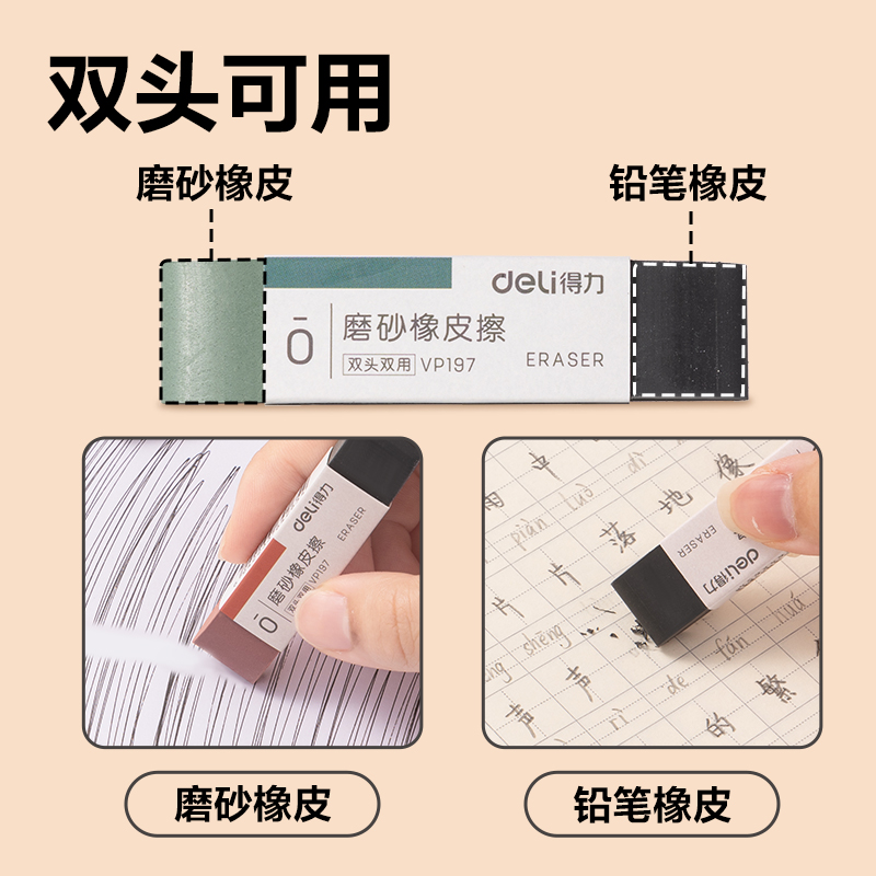 纵横VP475五支装磨砂橡皮擦(半砂)(混)(盒)