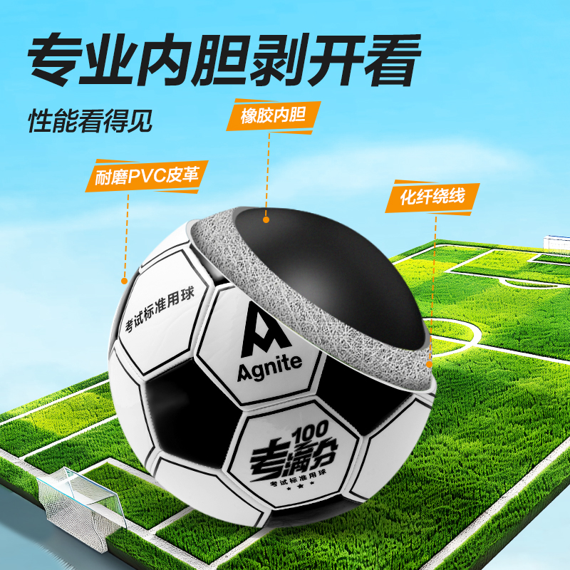 安格耐特FD205考满分考试5号PVC足球(黑色+白色)(个)