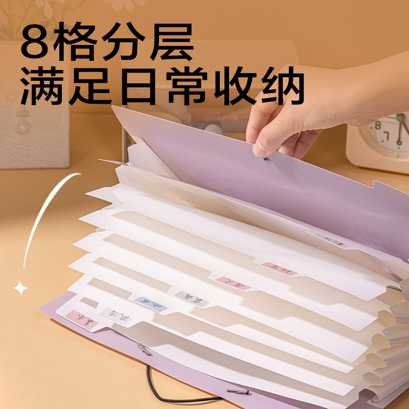 纵横PM329线条独白8格便携学生风琴包(混)(个)