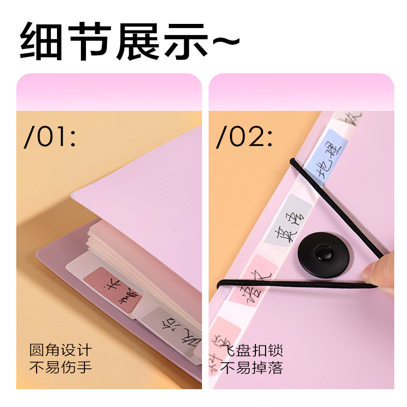 纵横PM329线条独白8格便携学生风琴包(混)(个)
