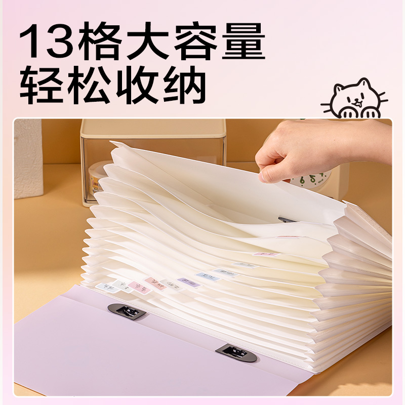 纵横PM327线条独白13格横式学生风琴包(混)(个)