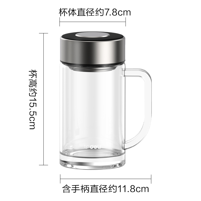 纵横LL512单层玻璃杯500mL(黑色)(把手杯)(个)