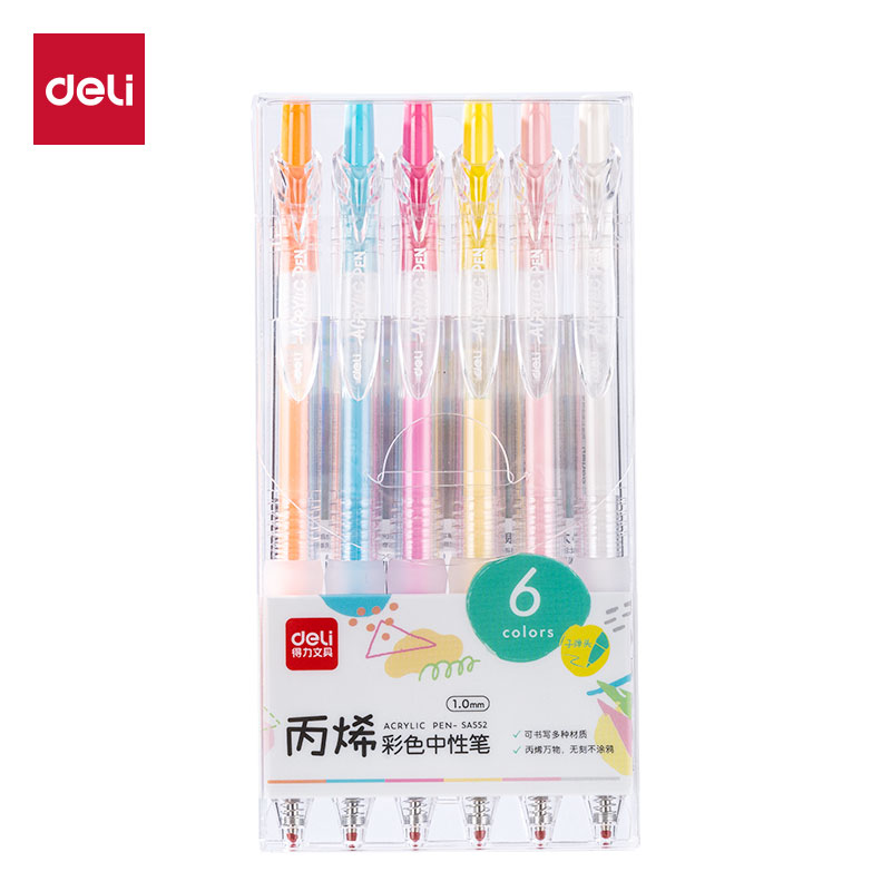 纵横SA552丙烯彩色中性笔1.0mm按动子弹头早春粉彩色系(混)(6支/盒)