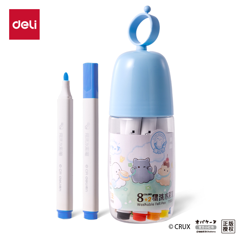 纵横YY906-10_幽幽家族PP筒装三角杆易洗水彩笔(混)(10色/筒)