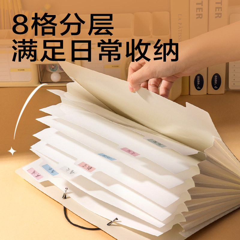 纵横PM329线条独白8格便携学生风琴包(米)(个)