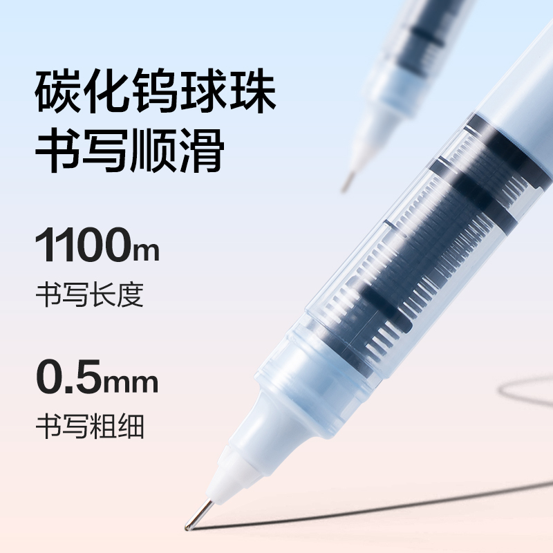 纽赛NS767-1直液式走珠笔0.5mm全针管（黑）（2支/盒）（香橼绿）