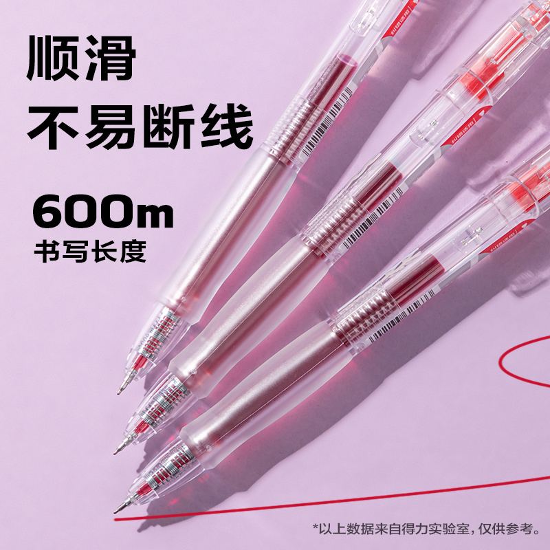 纵横SA379秒干按动常规中性笔0.5mmST头(红)(3支/盒)