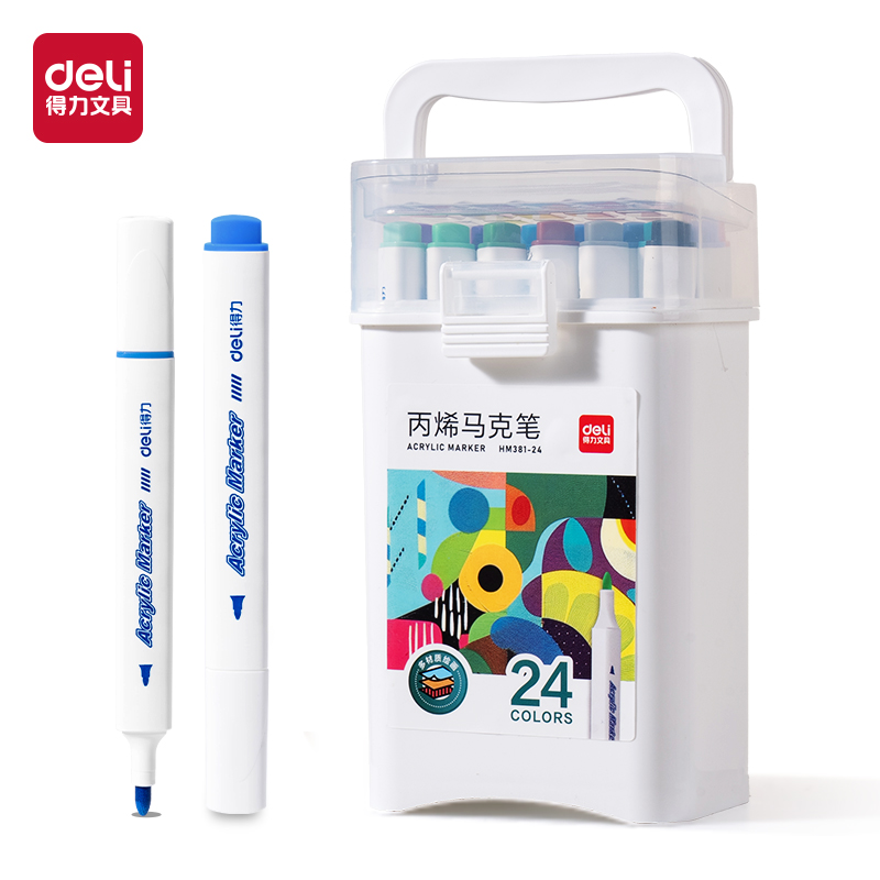 纵横HM381-24_pp筒装三角杆丙烯马克笔(混)(24色/筒)