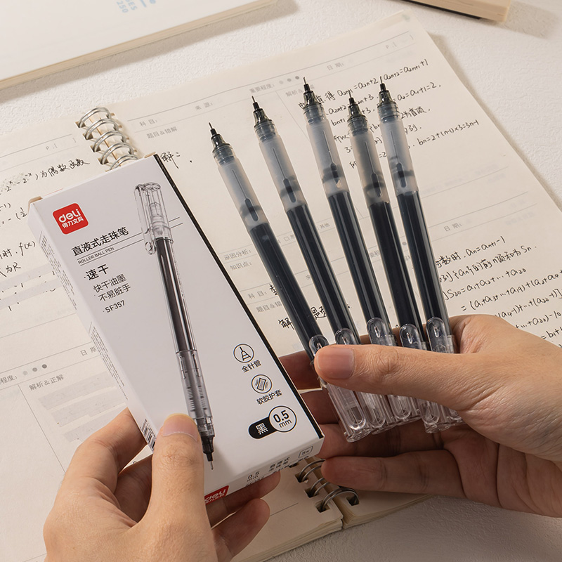 纵横SF357直液式走珠笔0.5mm全针管(黑)(5支/盒)