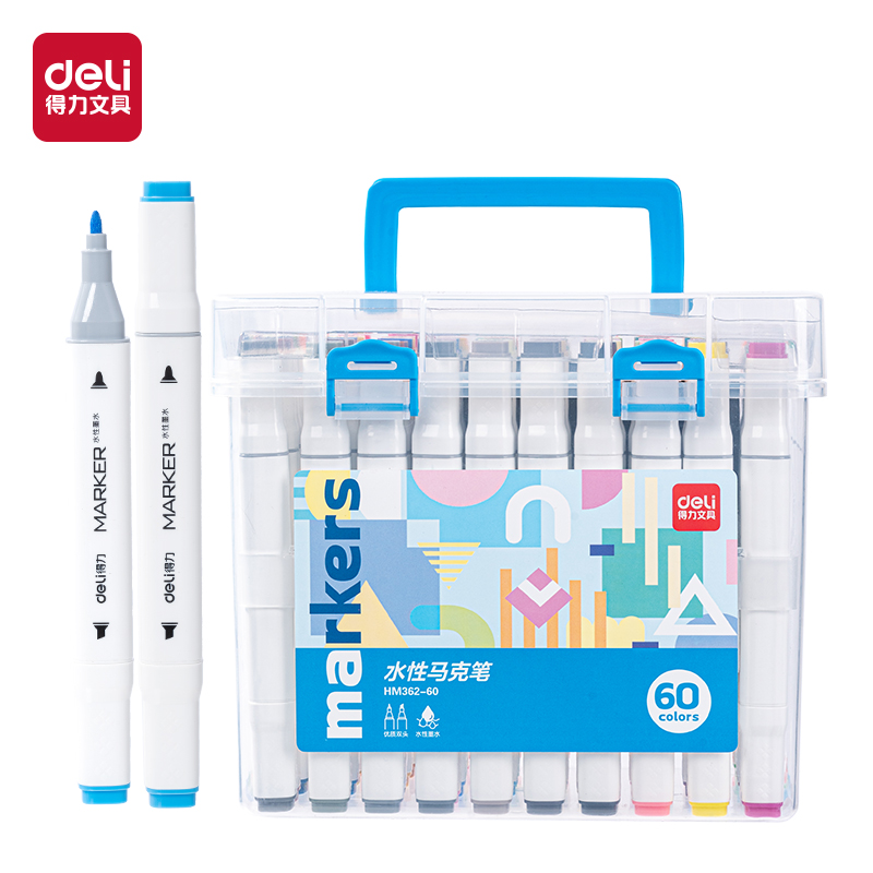 纵横HM362-60_PP筒装白色方杆水性马克笔(混)(60色/筒)