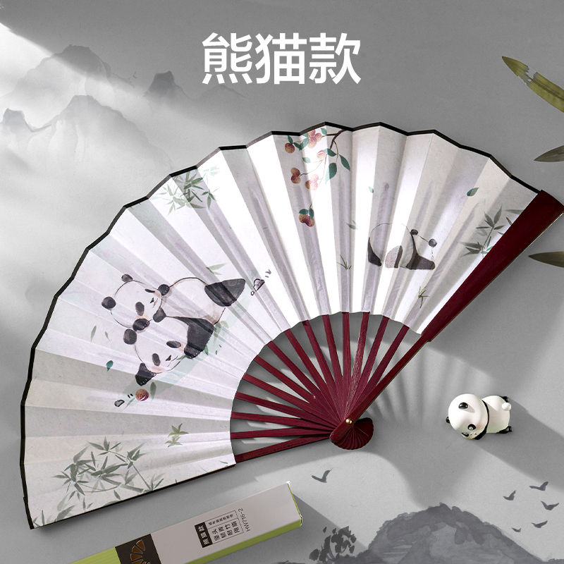 纵横HW716-2_10寸绢布折扇熊猫款(白)(盒)