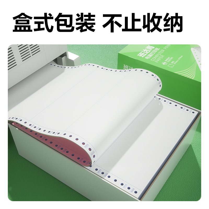 纵横班达海BD241-2电脑打印纸(1/3CS彩色撕边)(1000页/盒)
