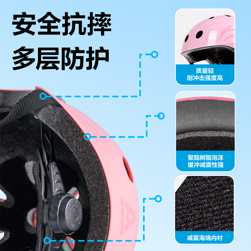安格耐特FT556-2头盔护具套装(专业款）(粉色)(套)