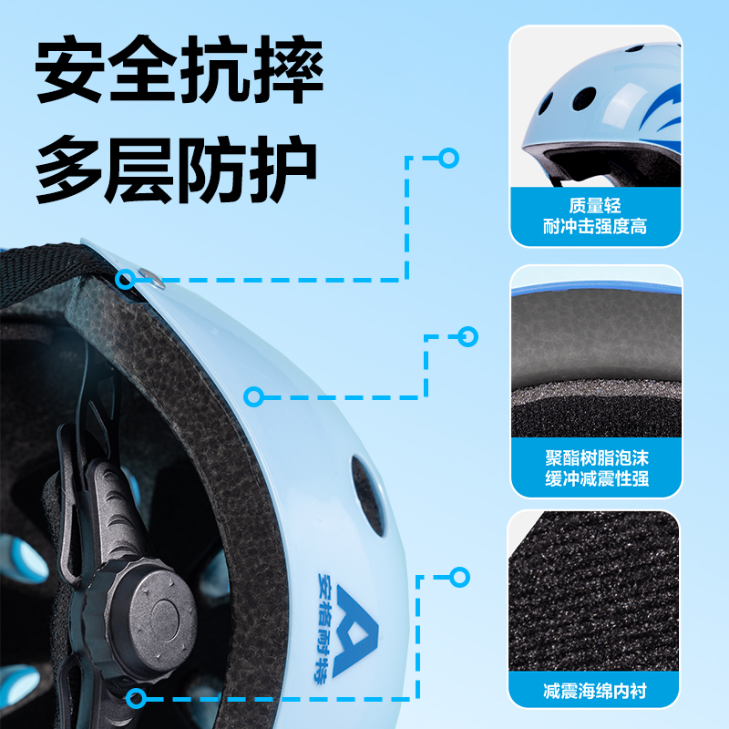 安格耐特FT556-1头盔护具套装(专业款)(蓝色)(套)
