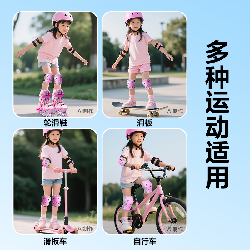 安格耐特FT554-2头盔护具套装(休闲款)(粉色)(套)