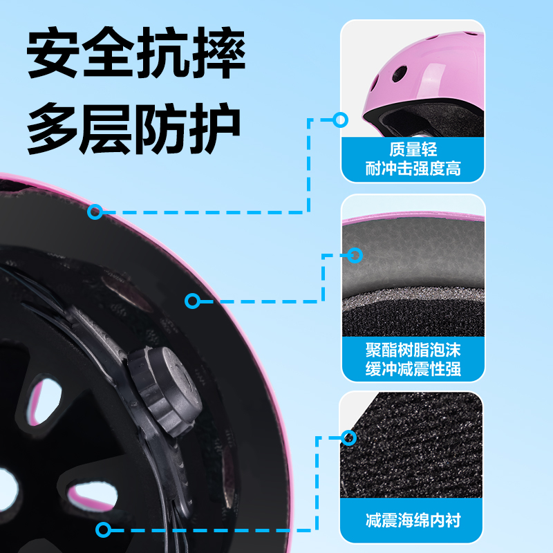 安格耐特FT554-2头盔护具套装(休闲款)(粉色)(套)