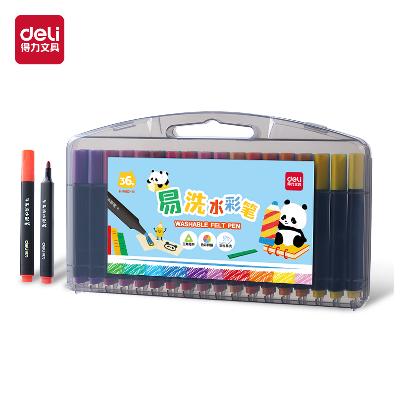 纵横HM662-36_PP盒装三角杆易洗水彩笔(混)(36色/盒)