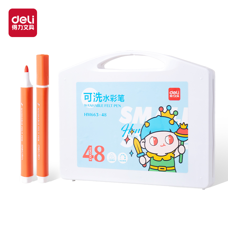 纵横HM663-24_PP盒装三角杆可洗水彩笔(混)(24色/盒)