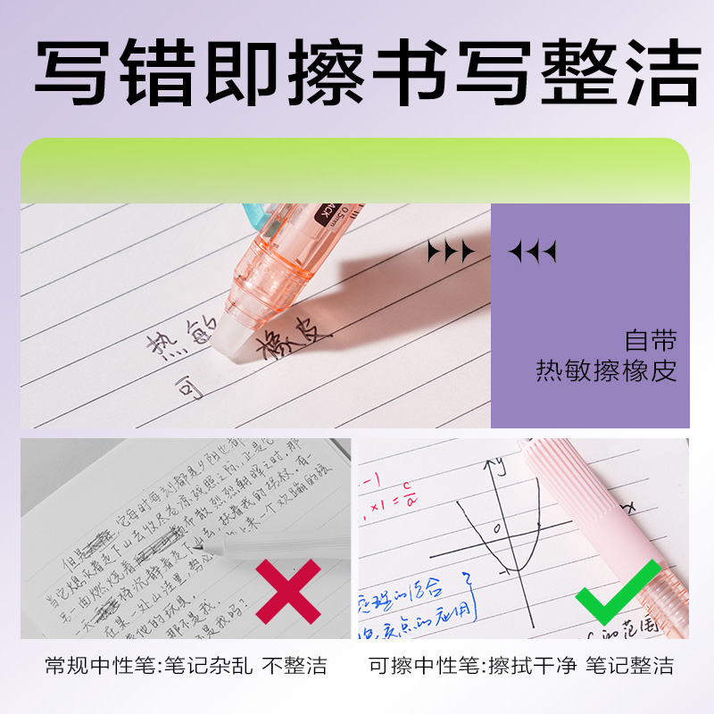 纵横SA313奇趣撞色按动可擦中性笔0.5mm子弹头(黑)(支)