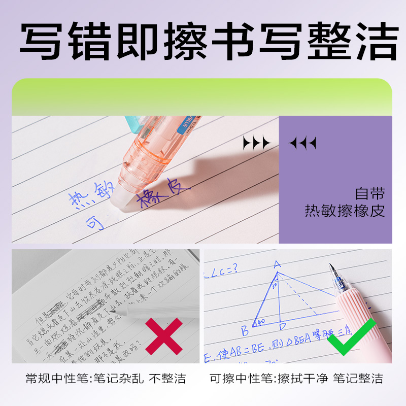 纵横SA313奇趣撞色按动可擦中性笔0.5mm子弹头(晶蓝)(支)