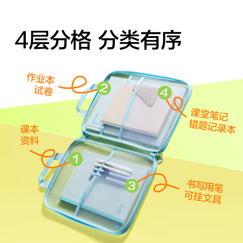 纽赛NS415可平摊PVC学科拉链袋(绿)(个)