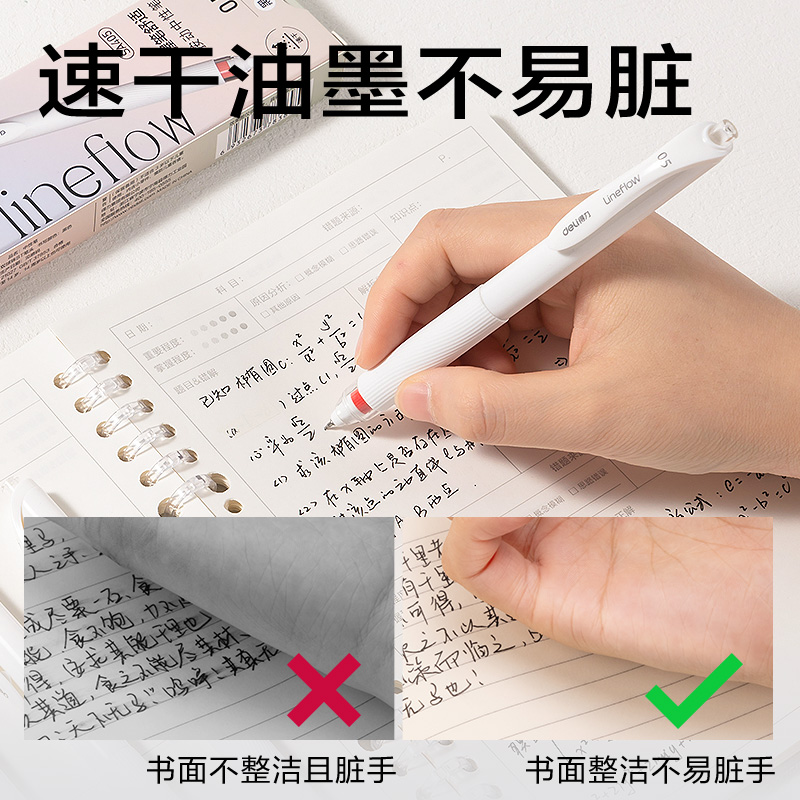 纵横SA405速干按动常规中性笔0.5mm双珠ST头(黑)(白色款)(4支/盒)