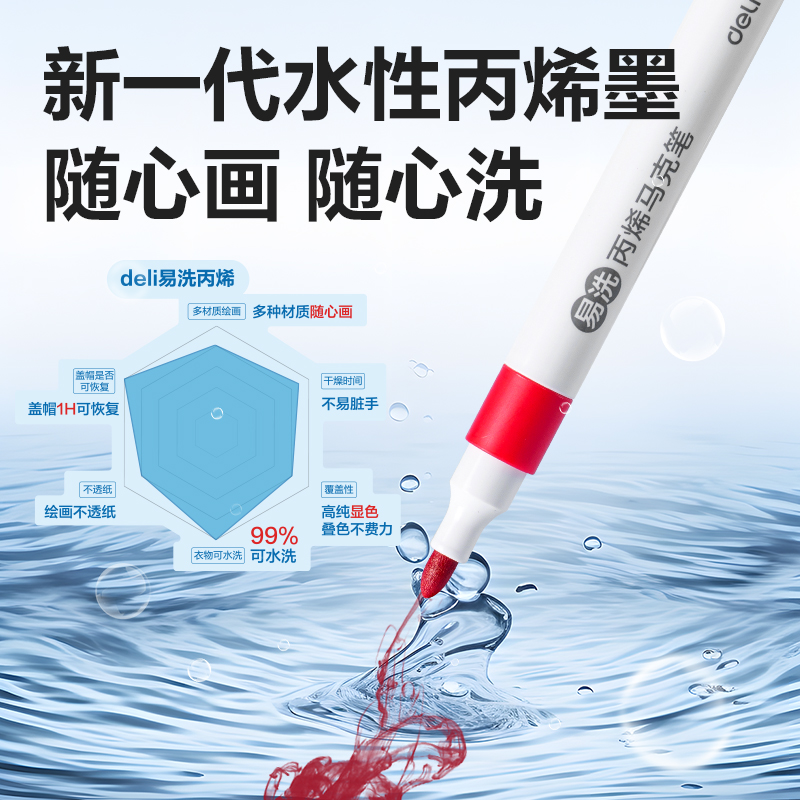 纵横HM375-12_PP盒装易洗圆杆丙烯马克笔(混)(12色/盒)