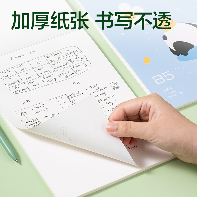 纵横XM202熊猫拍纸本-B5 60张(紫)(本)