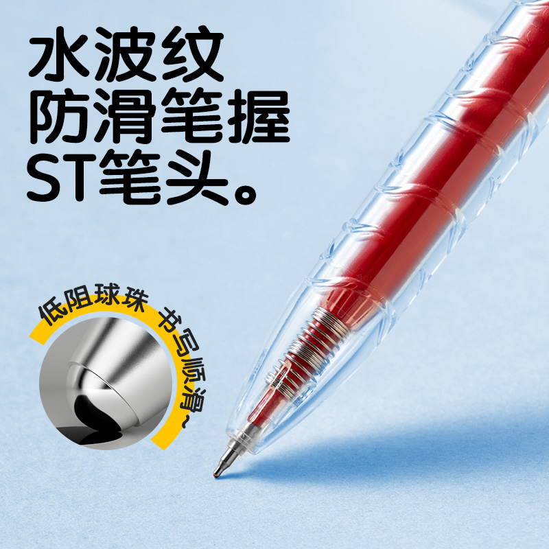 纵横SA566-5速干按动常规中性笔0.5mmST笔头(红)(5支/盒)