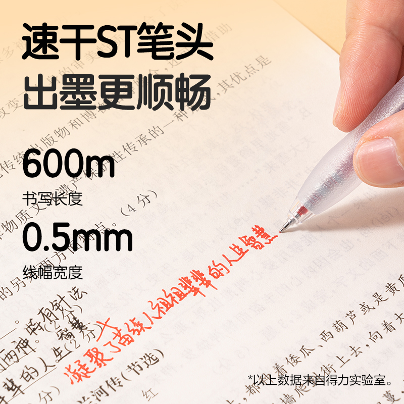 纵横SA421速干按动常规中性笔0.5mmST头(红)(5支/盒)