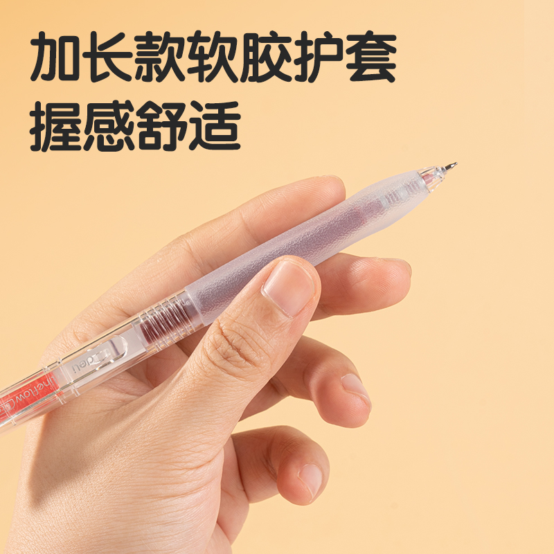 纵横SA421速干按动常规中性笔0.5mmST头(红)(5支/盒)