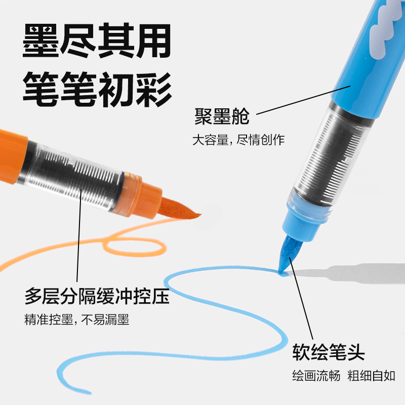 纵横HM365-84层叠盒装圆杆直液式软绘丙烯马克笔(混)(72+12色/盒)