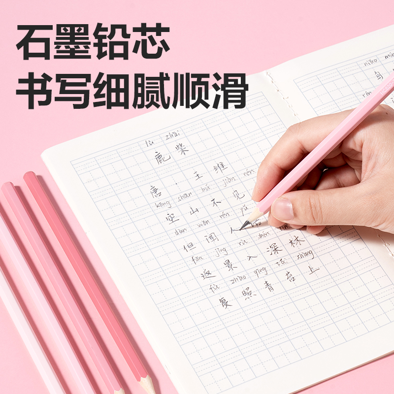 纵横HC848-HB六角杆5色渐变书写铅笔HB(粉)(30支/筒)