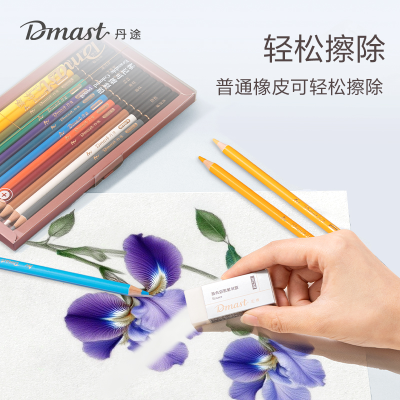 dmast丹途RK500-A可擦标记彩铅(混)(12色/盒)