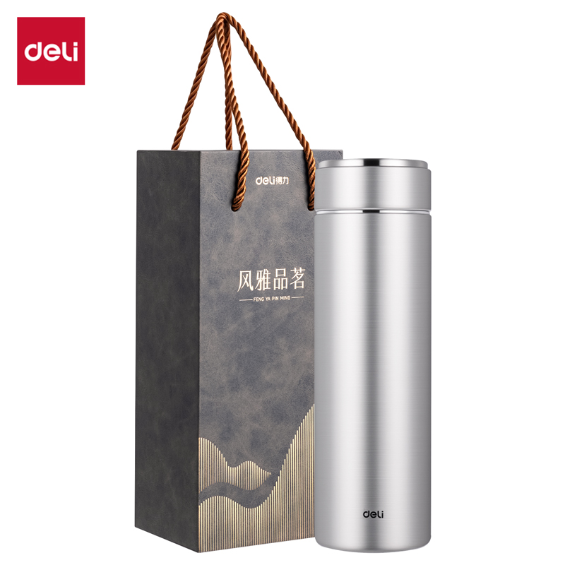 纵横LL627保温杯(旋盖)(500mL)(316L内胆)(银色)(礼盒装)