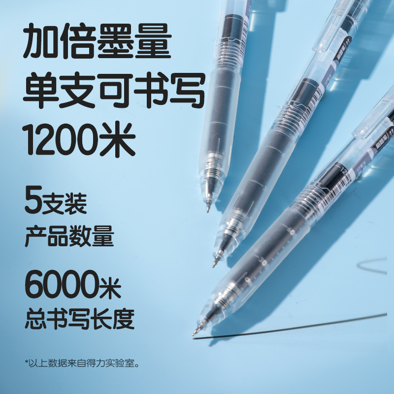 纵横NN235大容量速干按动常规中性笔0.5mmST头(黑)(5支/卡)