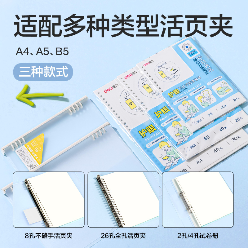纵横NB540护眼可打印活页替芯75g-B5-40张(混)(本)