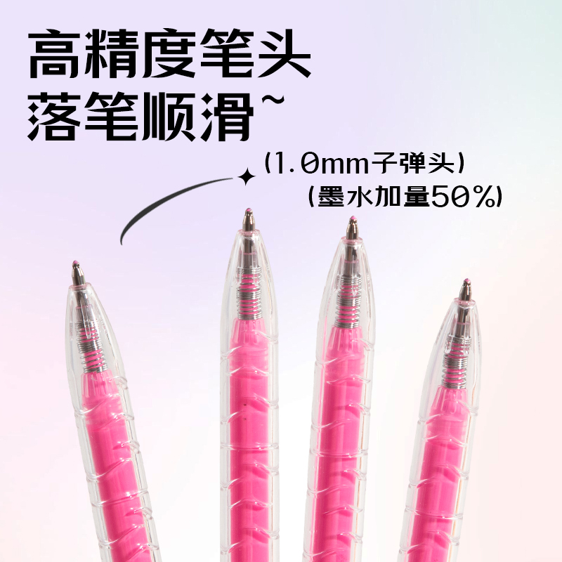 纵横SA570大容量丙烯彩色中性笔1.0mm按动子弹头(绯云粉)(支)