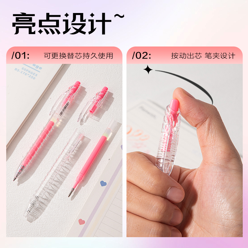 纵横SA570大容量丙烯彩色中性笔1.0mm按动子弹头(西柚粉)(支)