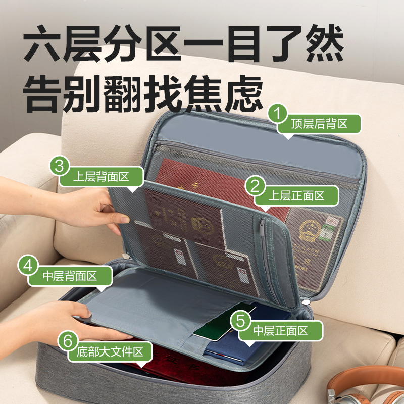 纵横BA227阻燃密码锁证件收纳包(灰)(个)