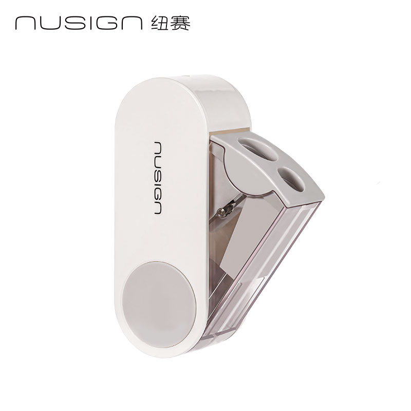 纽赛NS074FOLD旋转密封门双孔卷笔刀(个)(瓷白色)
