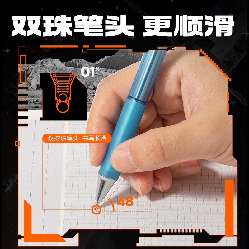 纵横SA415速干按动常规中性笔0.5mm双球珠ST头(黑)(3支/盒)