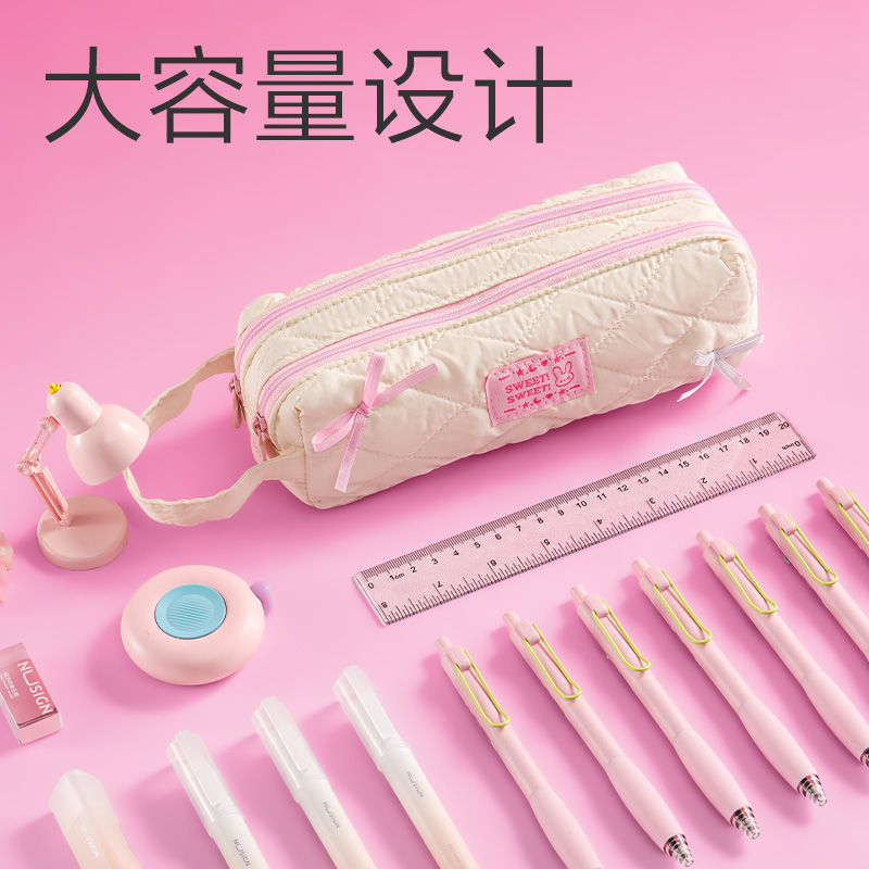 纵横BC497少女风双拉链大方包笔袋(混)(个)