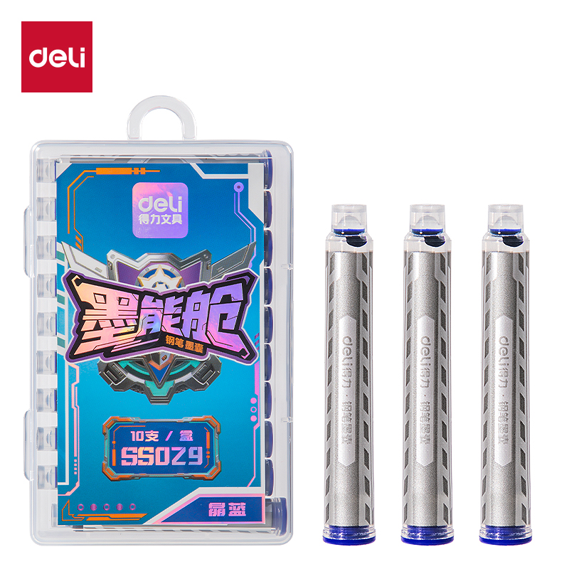 纵横SS029六边形战士墨能舱易水洗学生钢笔墨囊(晶蓝)(10支/盒)