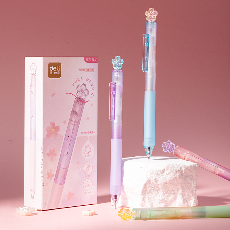 纵横SA706樱花系列香味按动中性笔0.5mmST笔头(黑)(支)