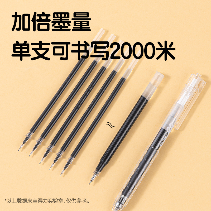 纵横S2000刷题墨霸2000按动中性笔0.5mm双球珠AS头(黑)(支)