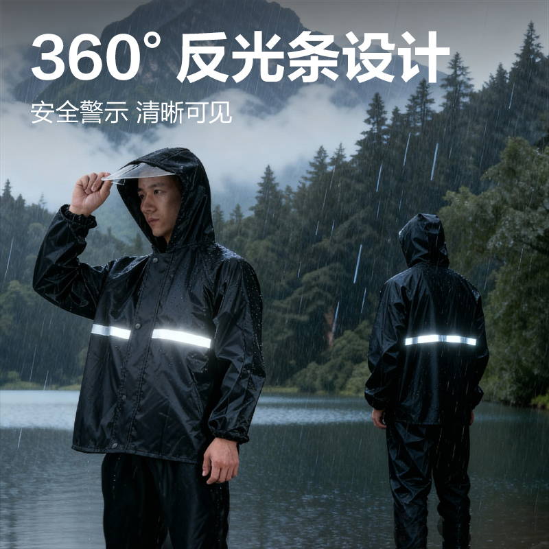 纵横LQ632牛津布分体式雨衣-XL码(黑)(1件/袋)