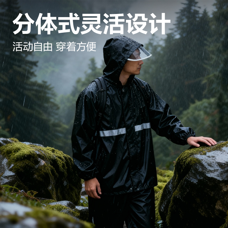 纵横LQ632牛津布分体式雨衣-XL码(黑)(1件/袋)